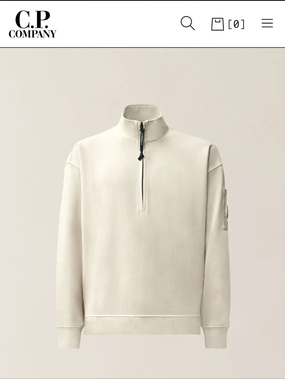 C.P. Company Quarter-Zip Stand Collar diagonal Raised Fleece Sweatshirt
